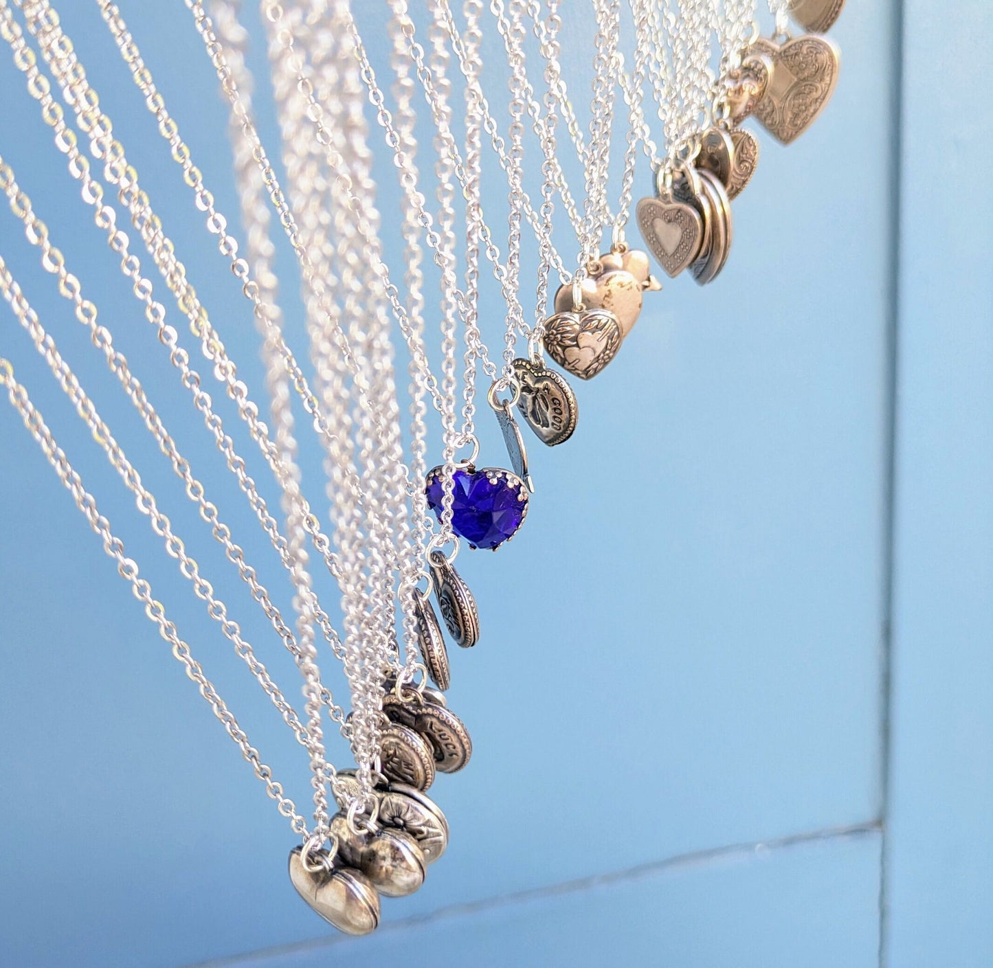 Small Handmade Silver Heart with Flower Pendant Necklace