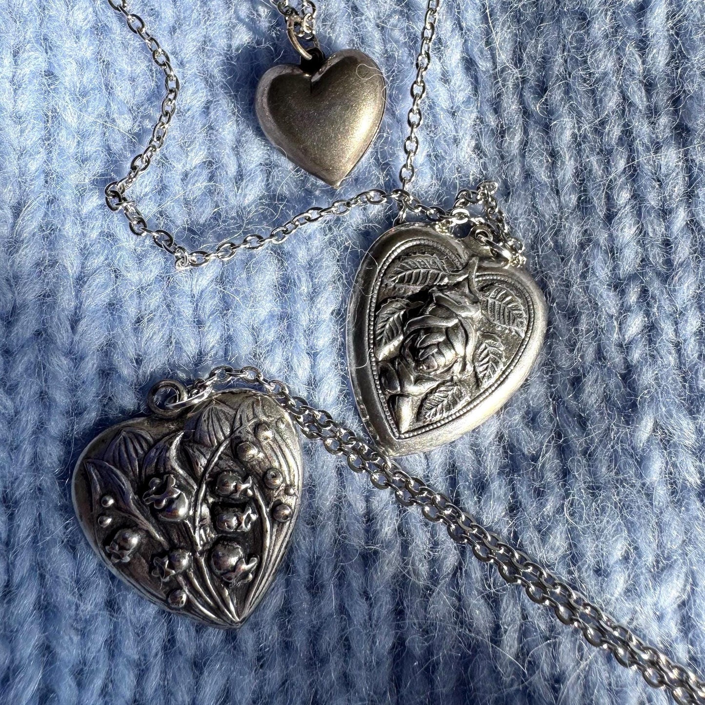 Vintage Heart Pendant Necklace | lily of the valley floral