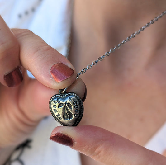 Vintage "We Make a Good Pair" Pear Heart Pendant Necklace