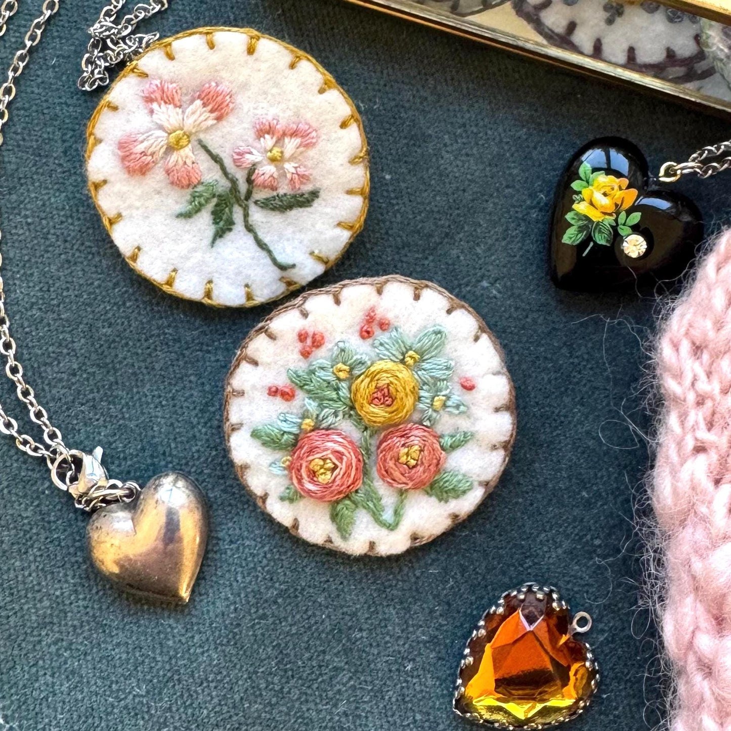 Vintage Puffy Heart Pendant Necklace | Silver Plated