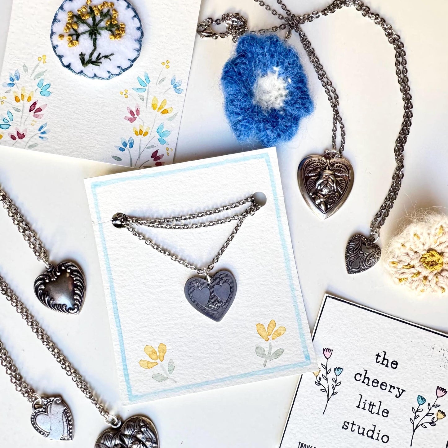 Vintage Heart Pendant Necklace | two hearts