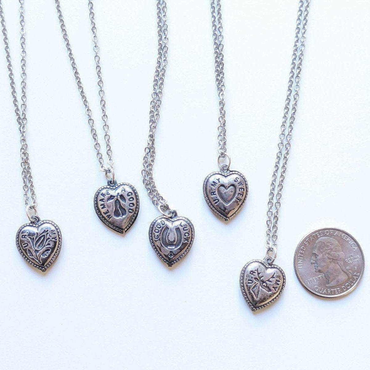 Vintage "We Make a Good Pair" Pear Heart Pendant Necklace