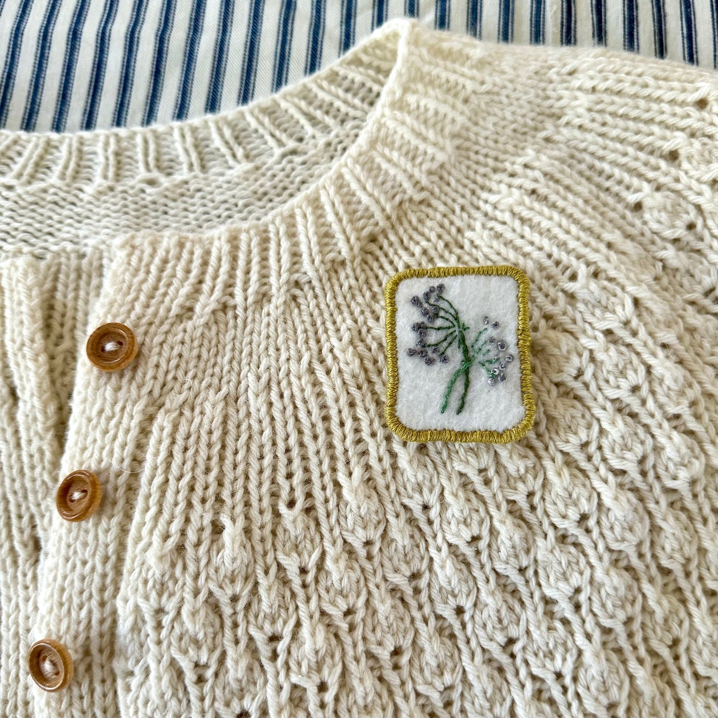 Hand Embroidered Felt Brooch Pin - purple wild flowers | floral | rectangle