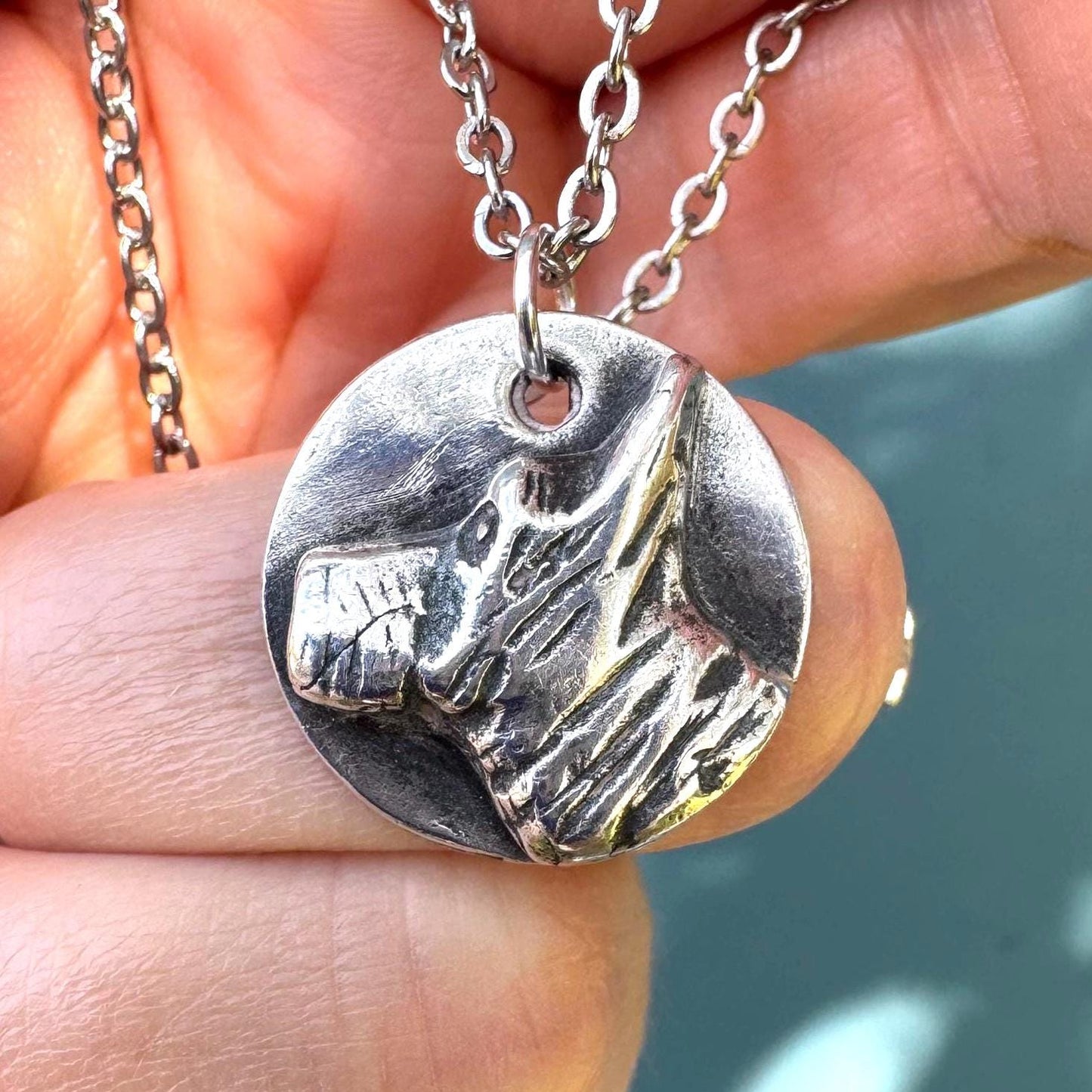 Handmade Silver Terrier Dog Pendant Necklace