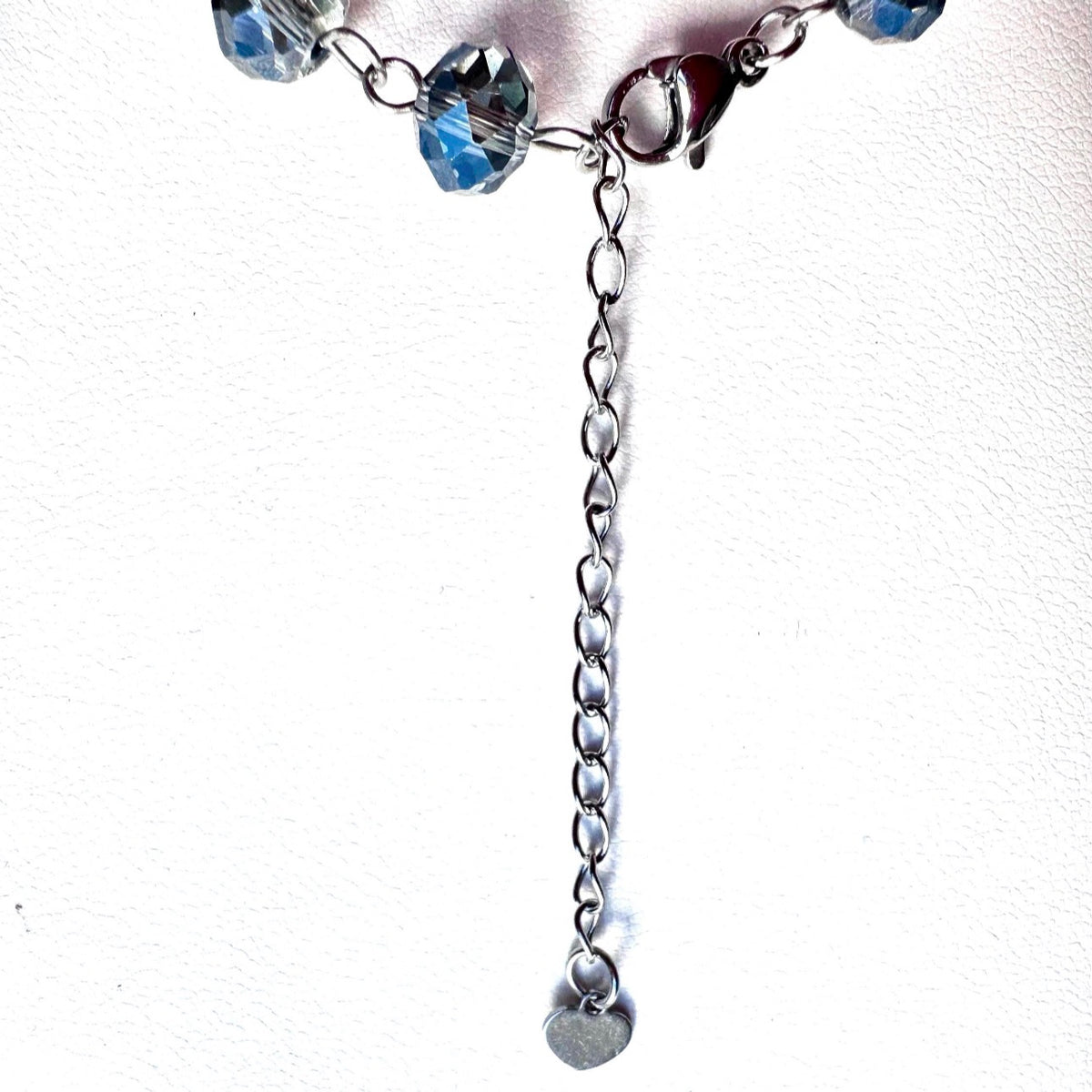 Blue Rose Hand Embroidered Pendant Necklace I Glass Beaded Chain