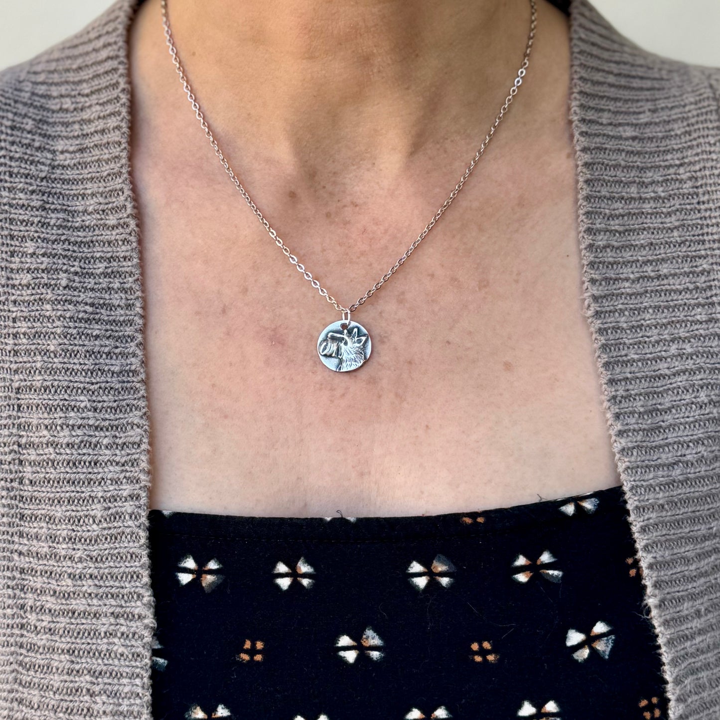 Handmade Silver Scottie Dog Pendant Necklace