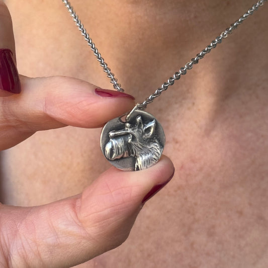 Handmade Silver Scottie Dog Pendant Necklace