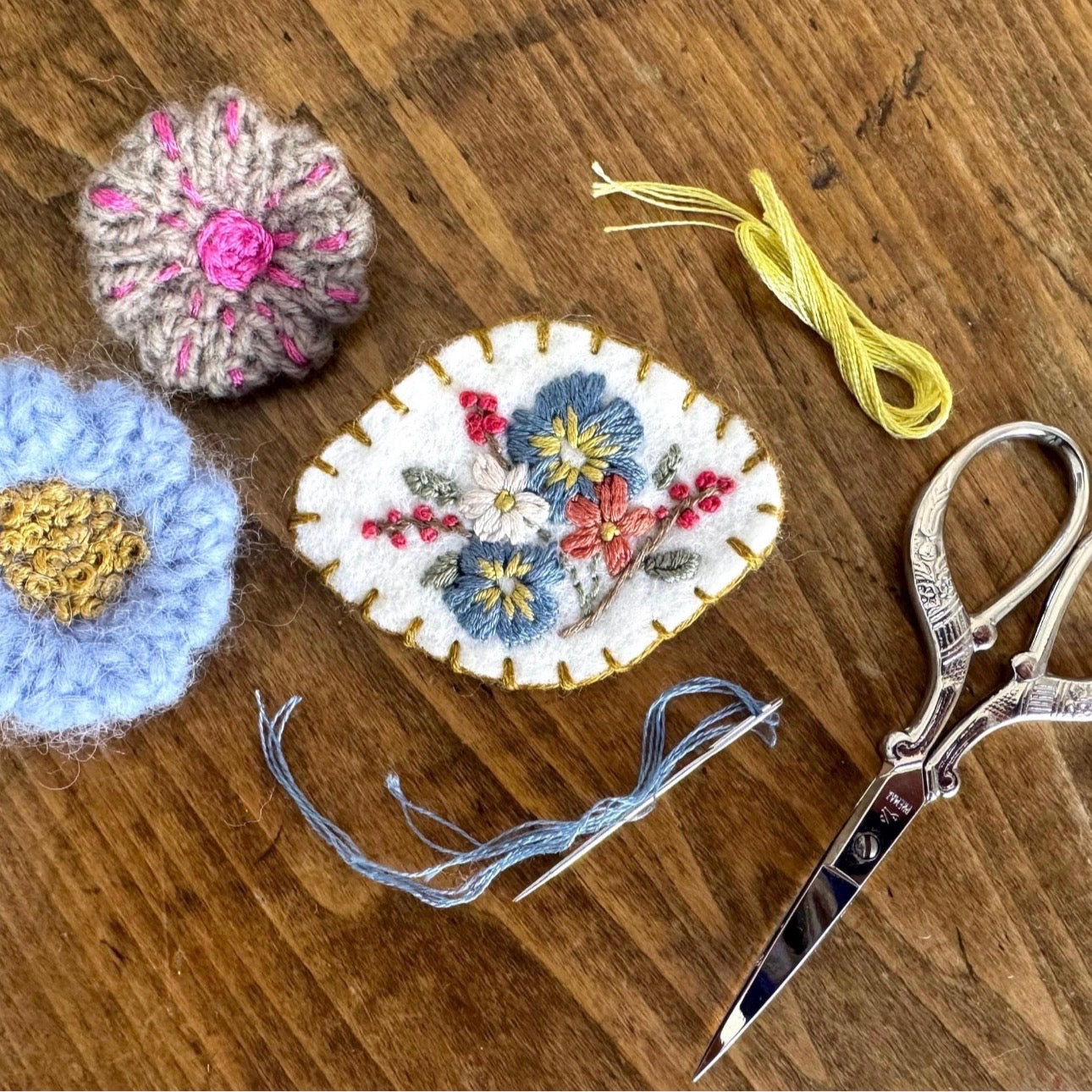 Hand Embroidered Floral Felt Brooch | Bouquet