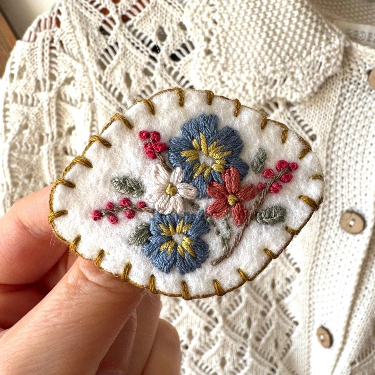 Hand Embroidered Floral Felt Brooch | Bouquet