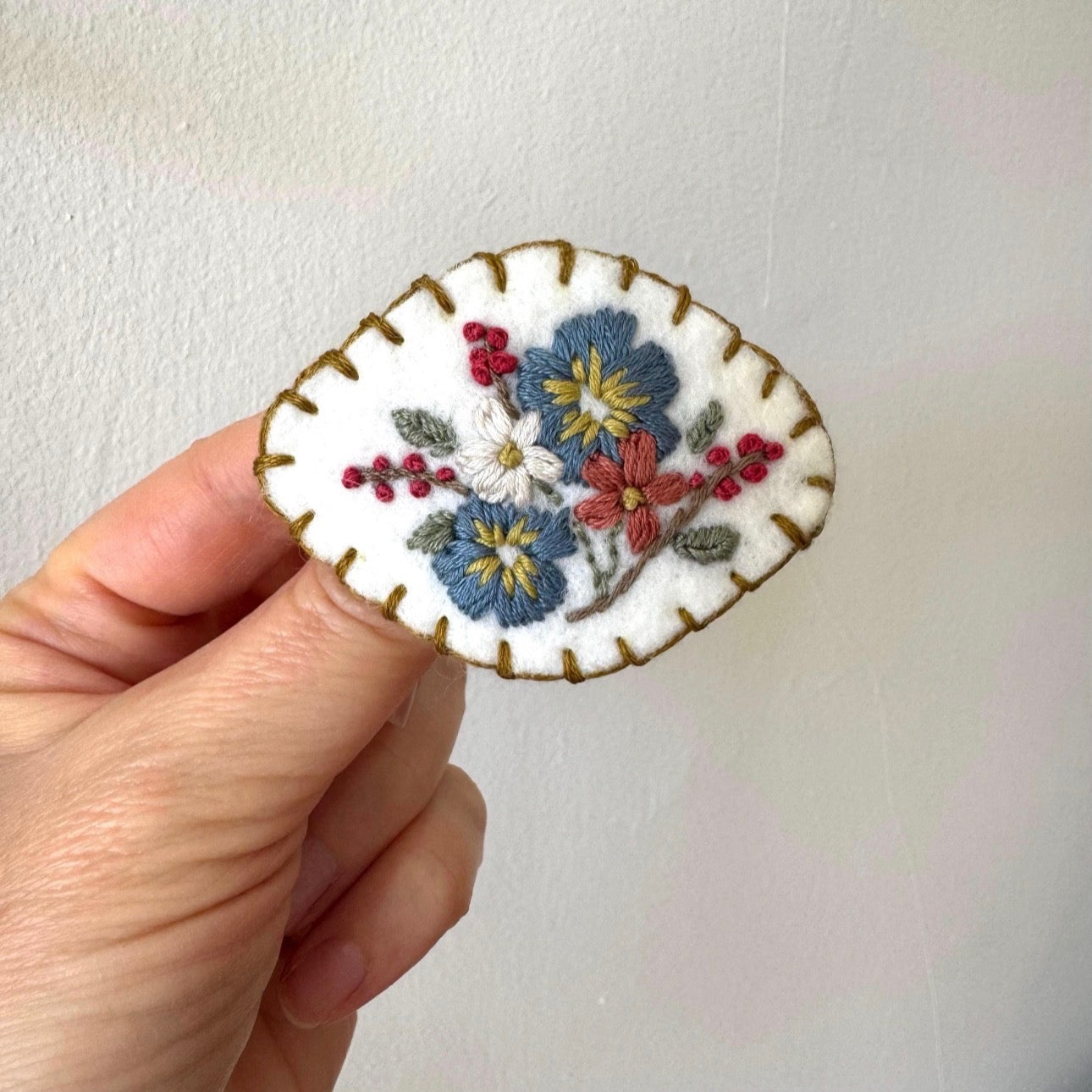 Hand Embroidered Floral Felt Brooch | Bouquet