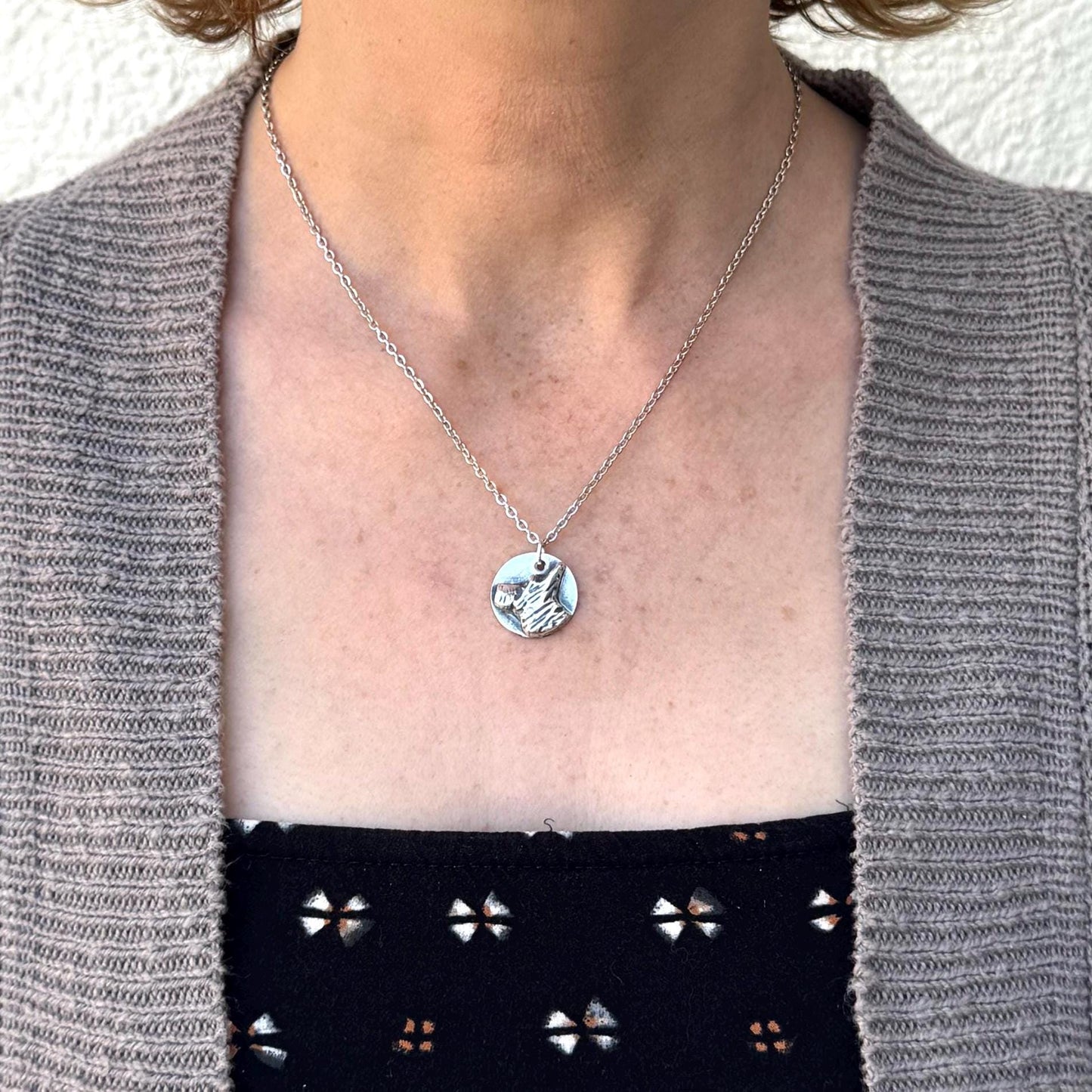 Handmade Silver Terrier Dog Pendant Necklace