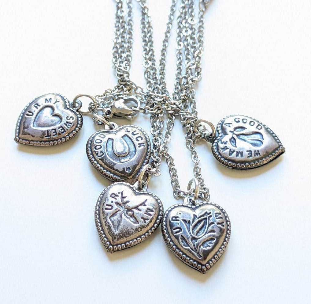 Vintage "We Make a Good Pair" Pear Heart Pendant Necklace