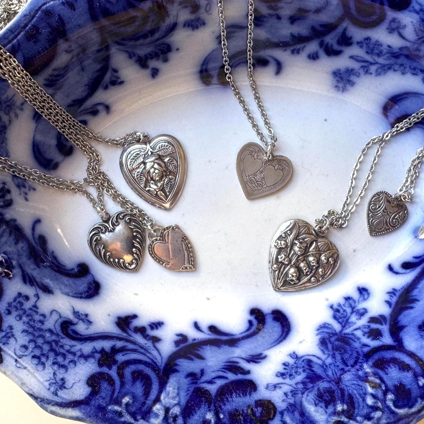 Vintage Heart Pendant Necklace | two hearts