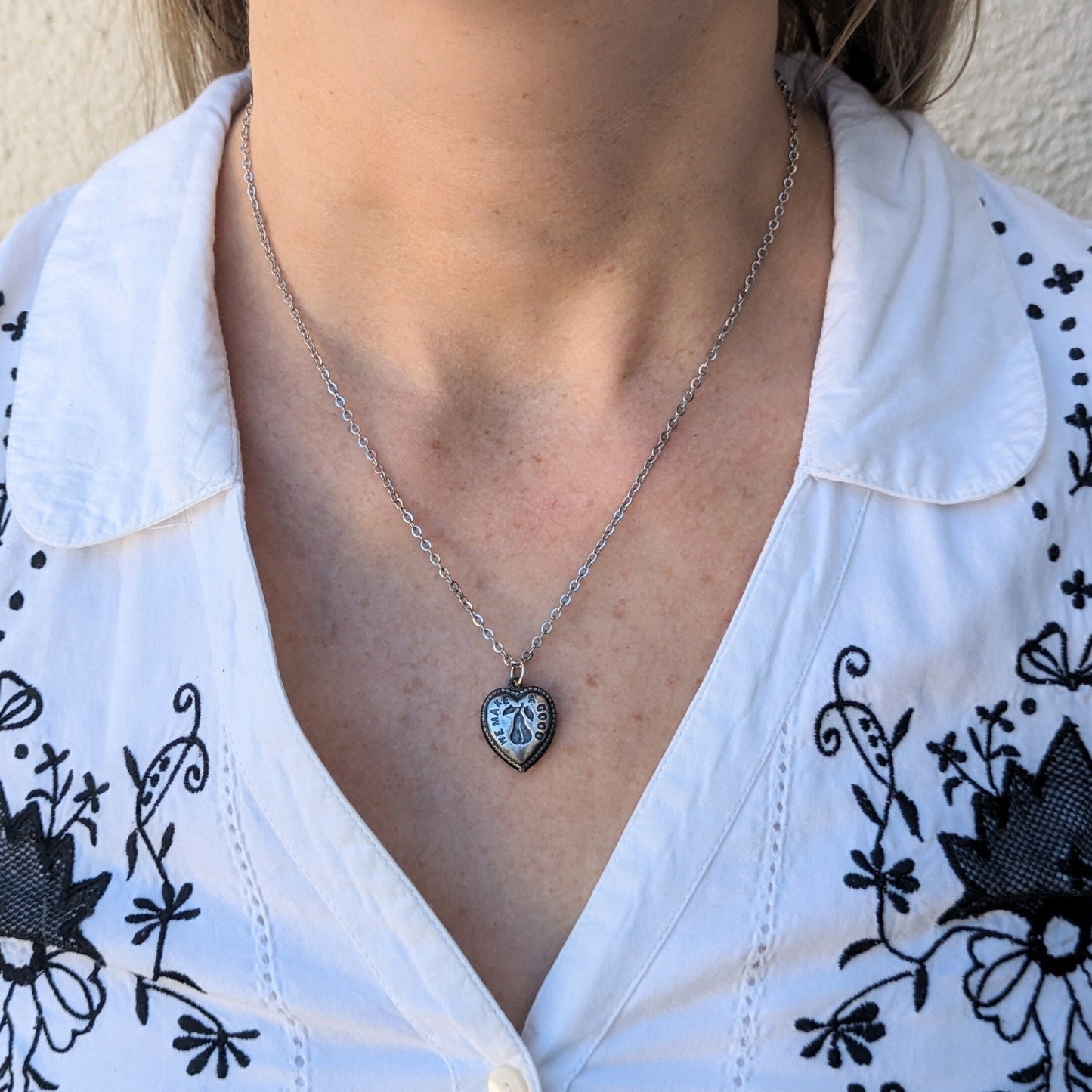 Vintage "We Make a Good Pair" Pear Heart Pendant Necklace